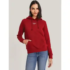 TOMMY HILFIGER - Polerón Hoodie Essential Con Logo Rojo Tommy Jeans