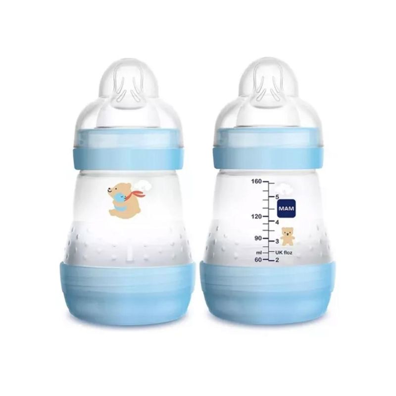 MAM - Mamadera MAM celeste 0 meses 160ml anti colicos
