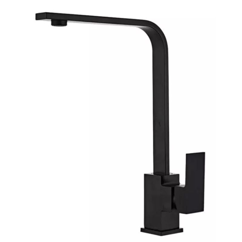 GENERICO - Llave Monomando Lavaplatos Cuadrada Negra Ferretools