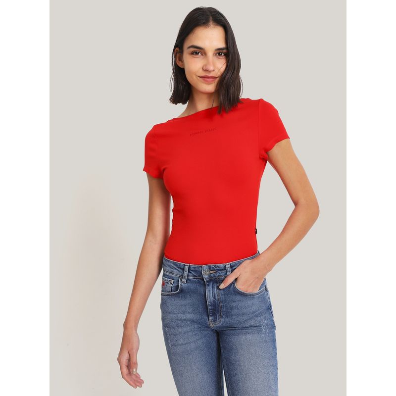 TOMMY HILFIGER - Body De Corte Slim Con Logo Rojo Tommy Jeans
