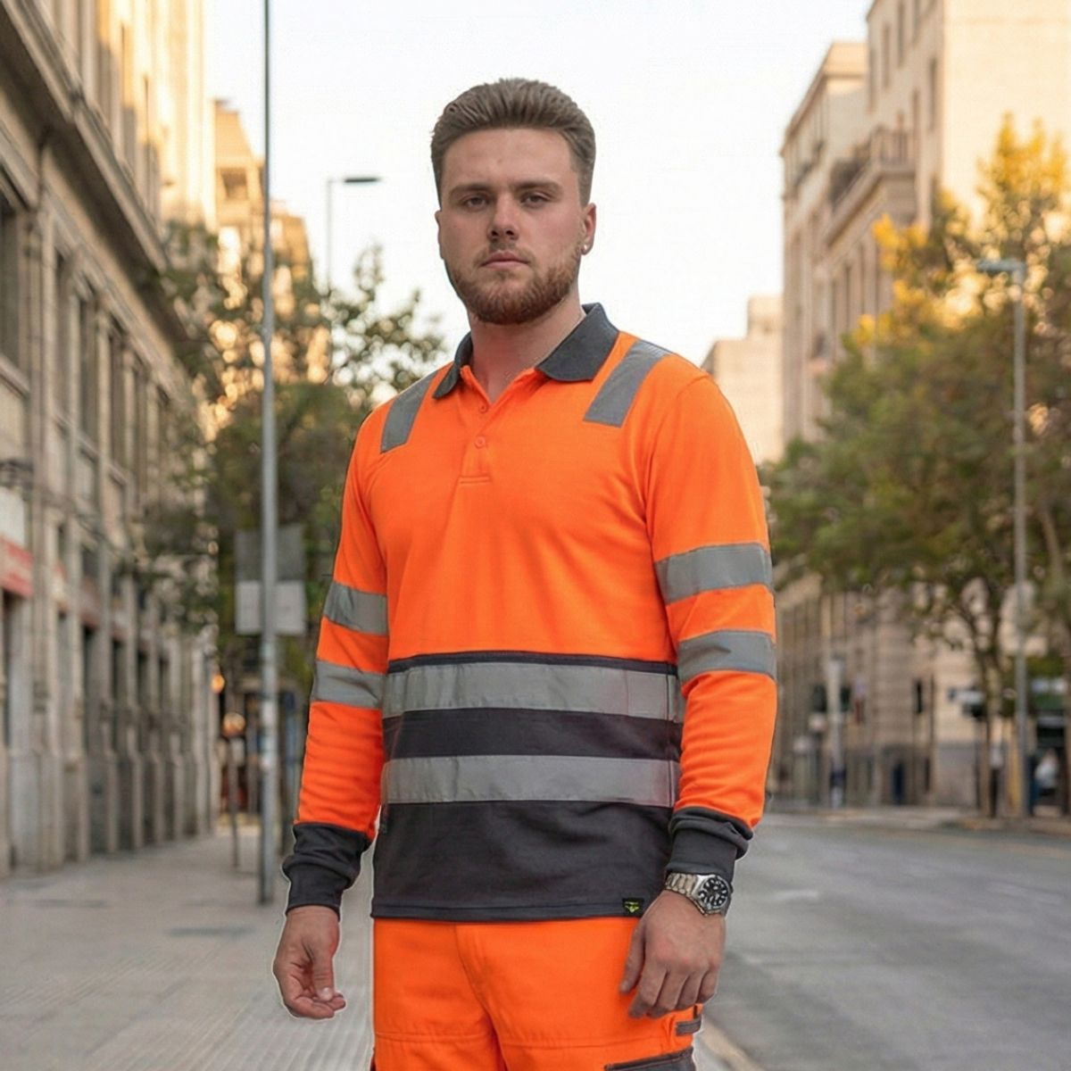 T-WORLD - Polera  Hombre Manga Larga Alta Visibilidad Reflectante UPF50