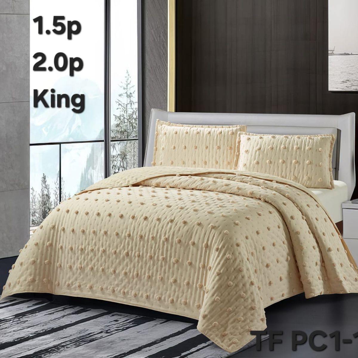 GENERICO - Cobertor de Verano KING Edredon Ligero semiacolchado de Polialgodón Beige
