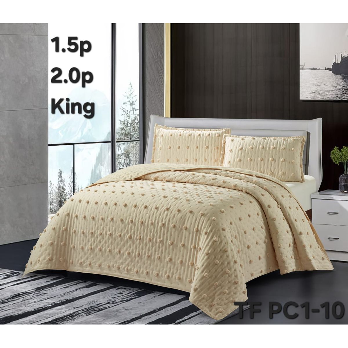 GENERICO - Cobertor de Verano KING Edredon Ligero semiacolchado de Polialgodón Beige