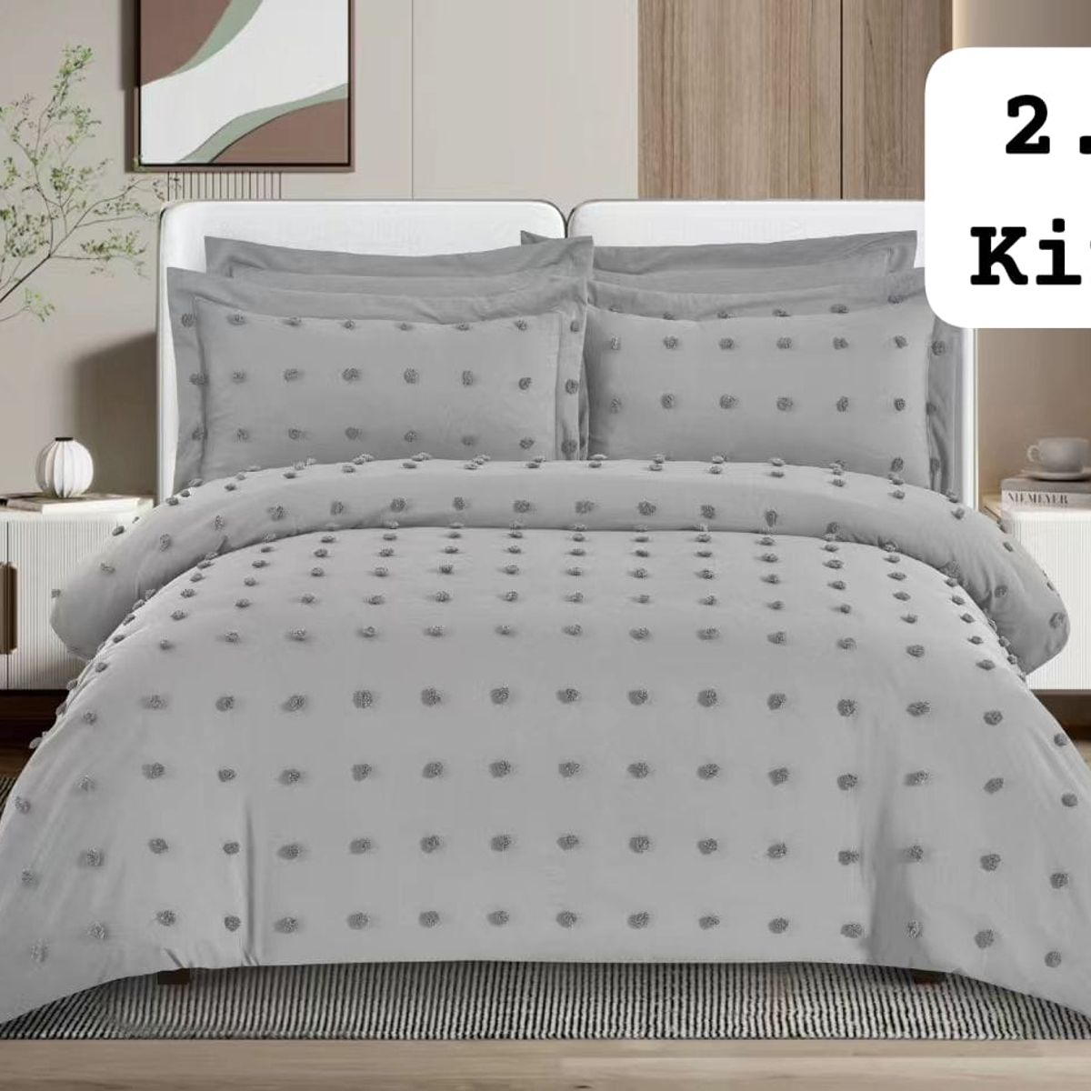 GENERICO - Cobertor de Verano KING Edredon Semiacolchado de Polialgodon Gris