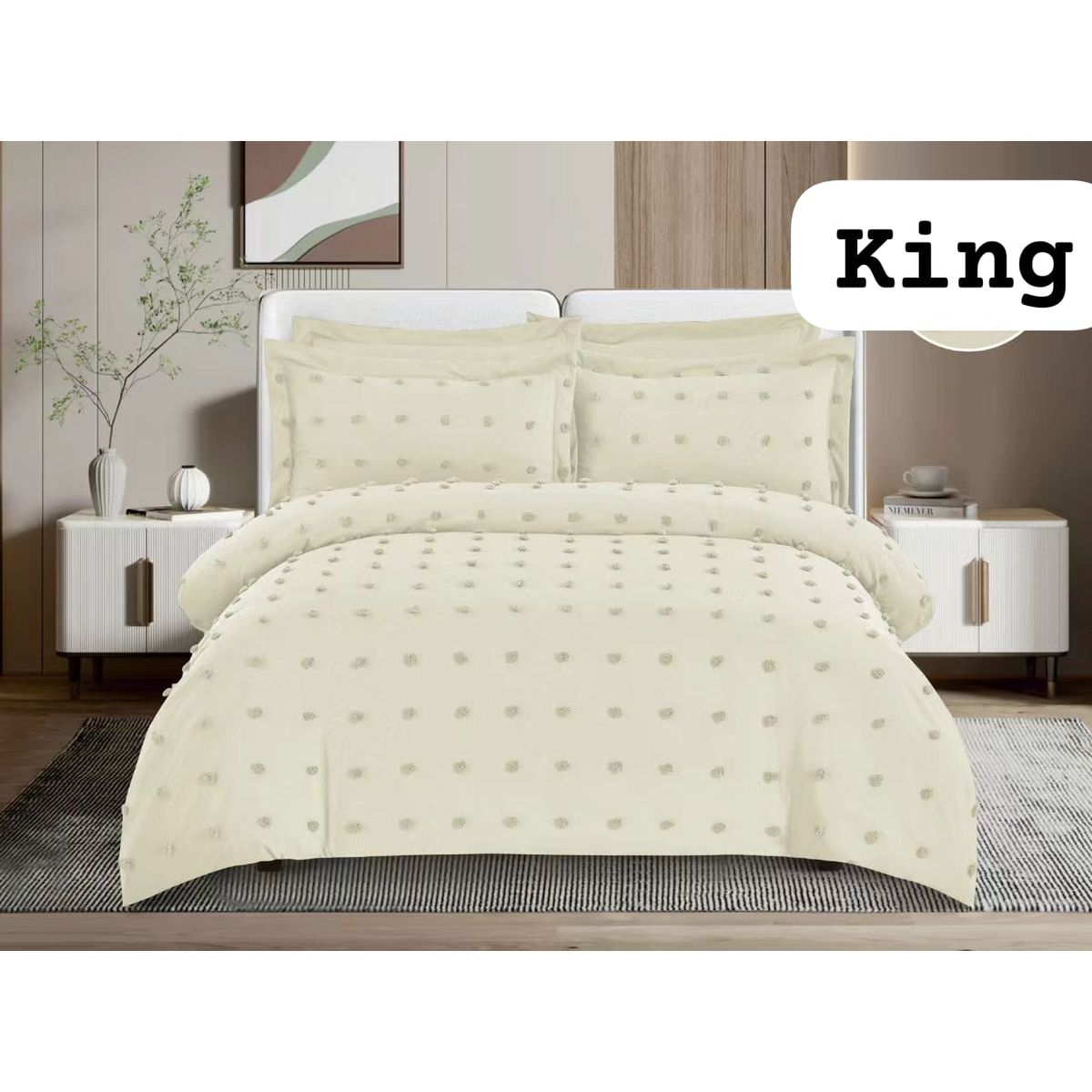 GENERICO - Cobertor de verano KING - Edredon Semiacolchado de Polialgodon Color Champagne