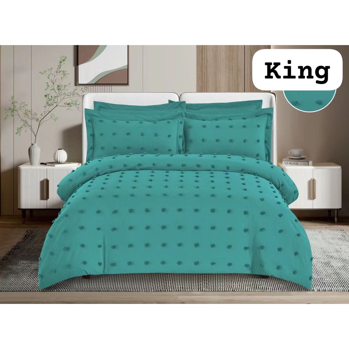 GENERICO - Edredon Ligero - Plumon de Verano Semiacolchado KING Turquesa