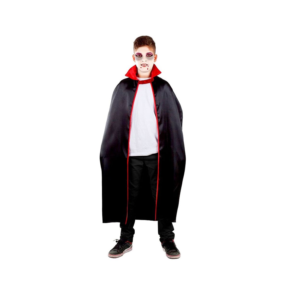 TODODISFRACESCHILE - Capa Vampiro Dracula Negra detalles en rojo Niños
