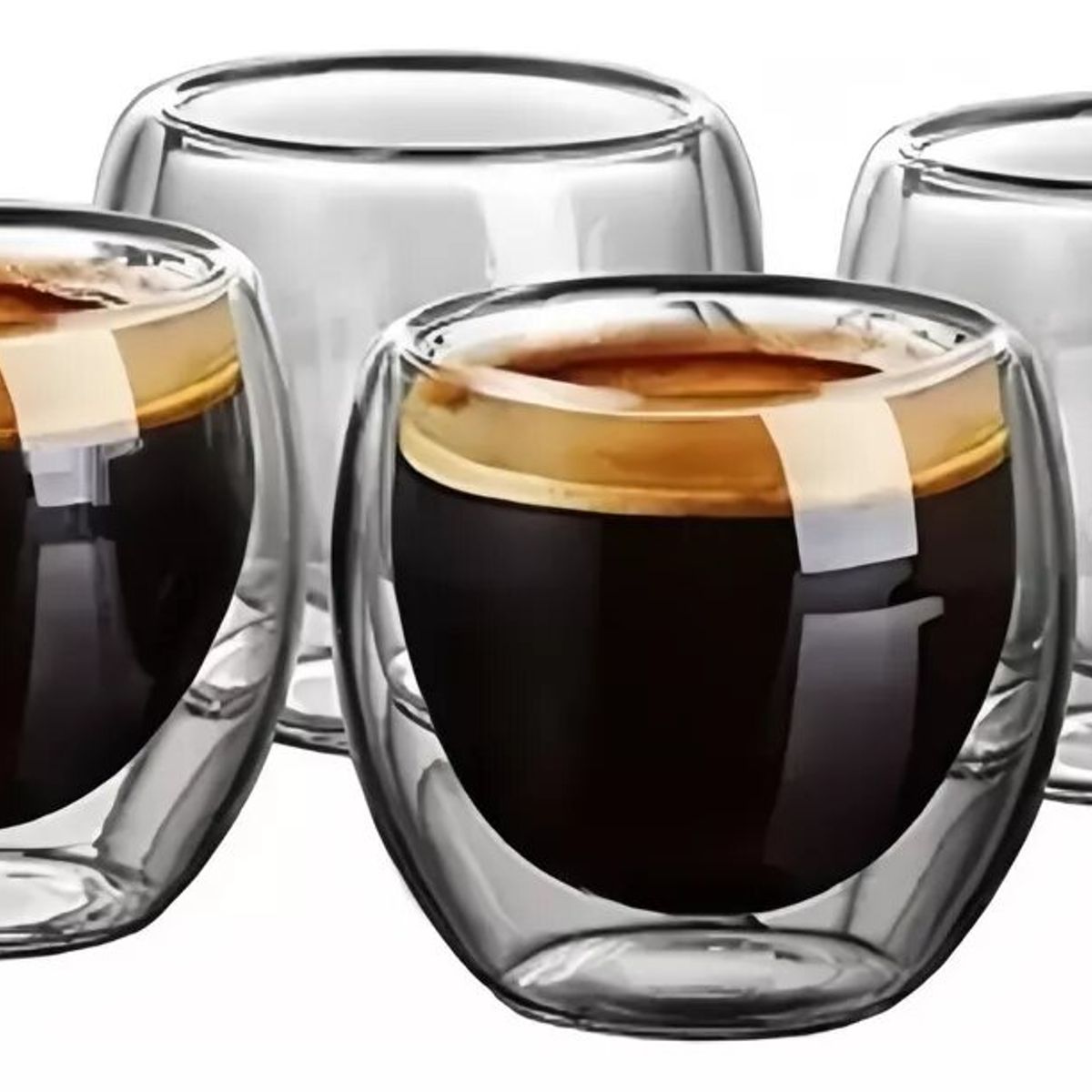 GENERICO - Juego 4 Tazas Café Vidrio Térmico 80ml - Doble Taza Café