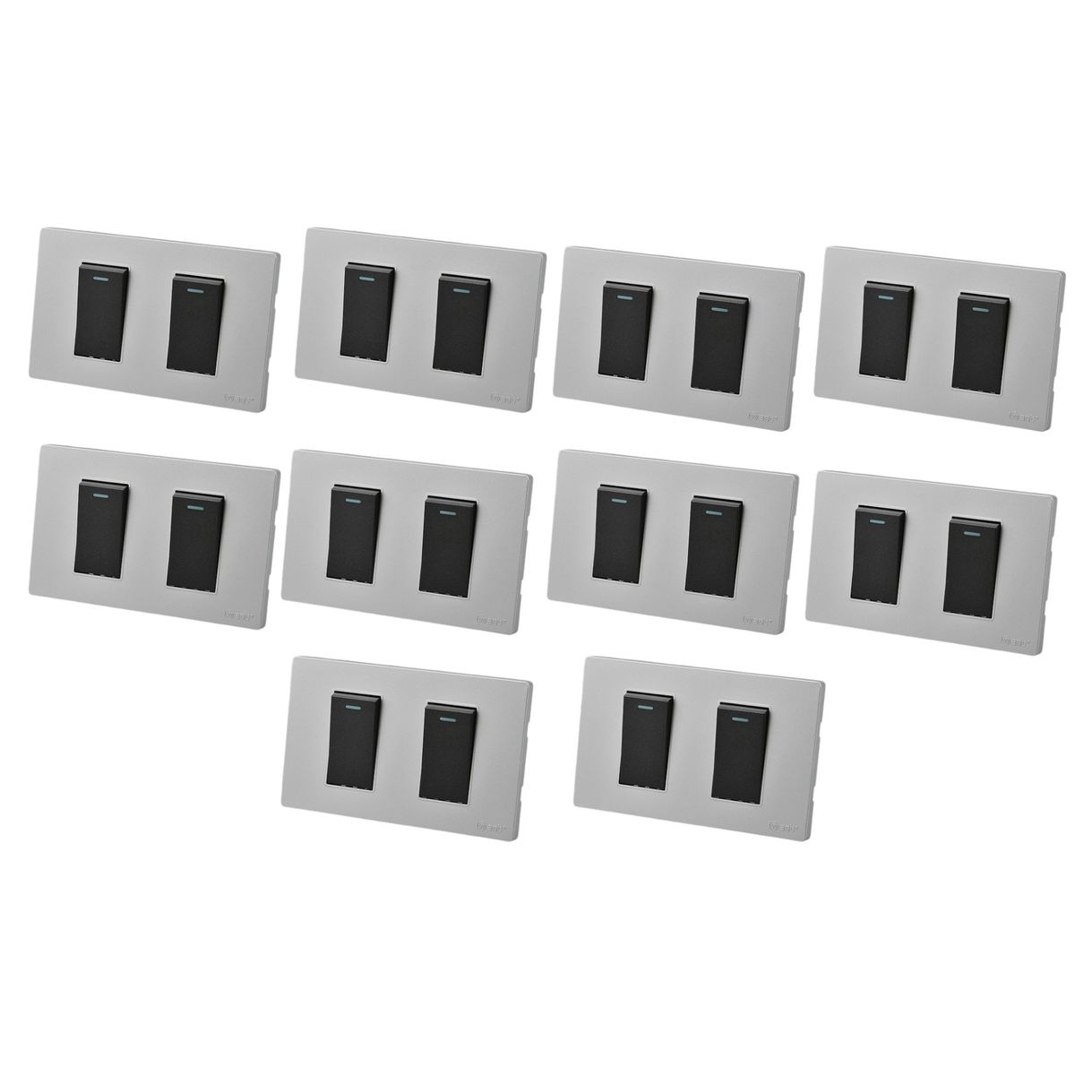 WANT - Pack 10 Interruptores Doble 9/12 16 AH GRIS / NEGRO