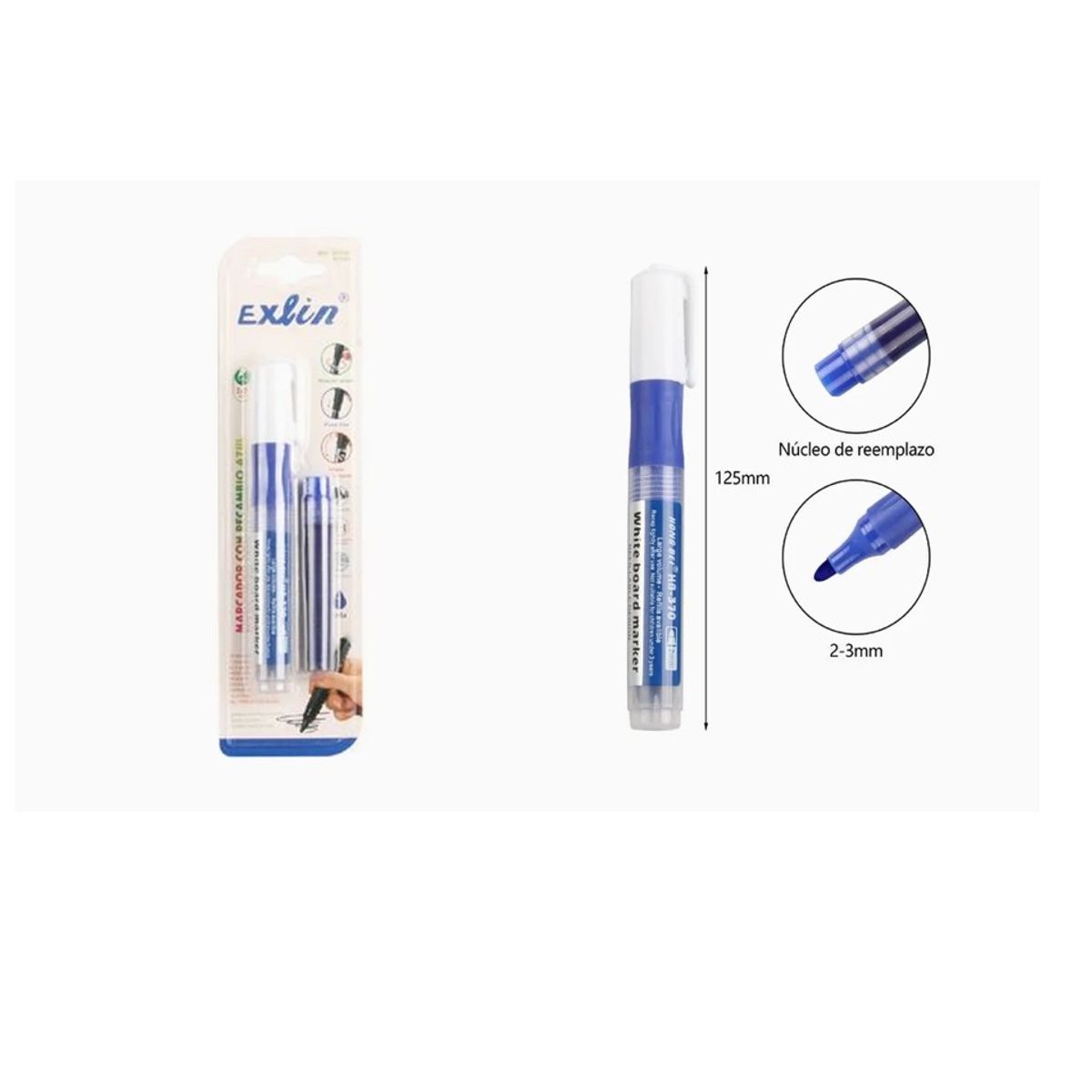 GENERICO - Marcador Con Recambio Azul 1pcs