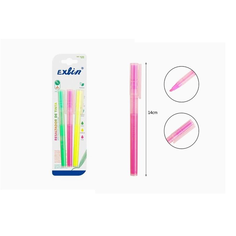 GENERICO - Resaltador de Tinta Colores Surtidos 3pcs