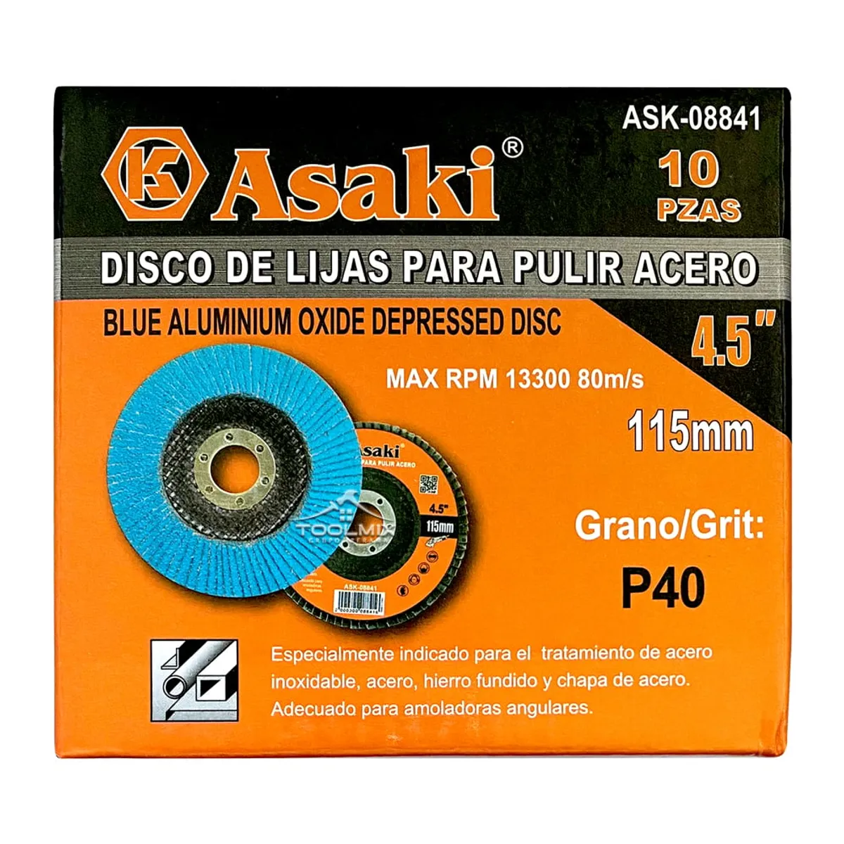GENERICO - 10pcs Disco Flap Lija Traslapado Acero 45puLG P40