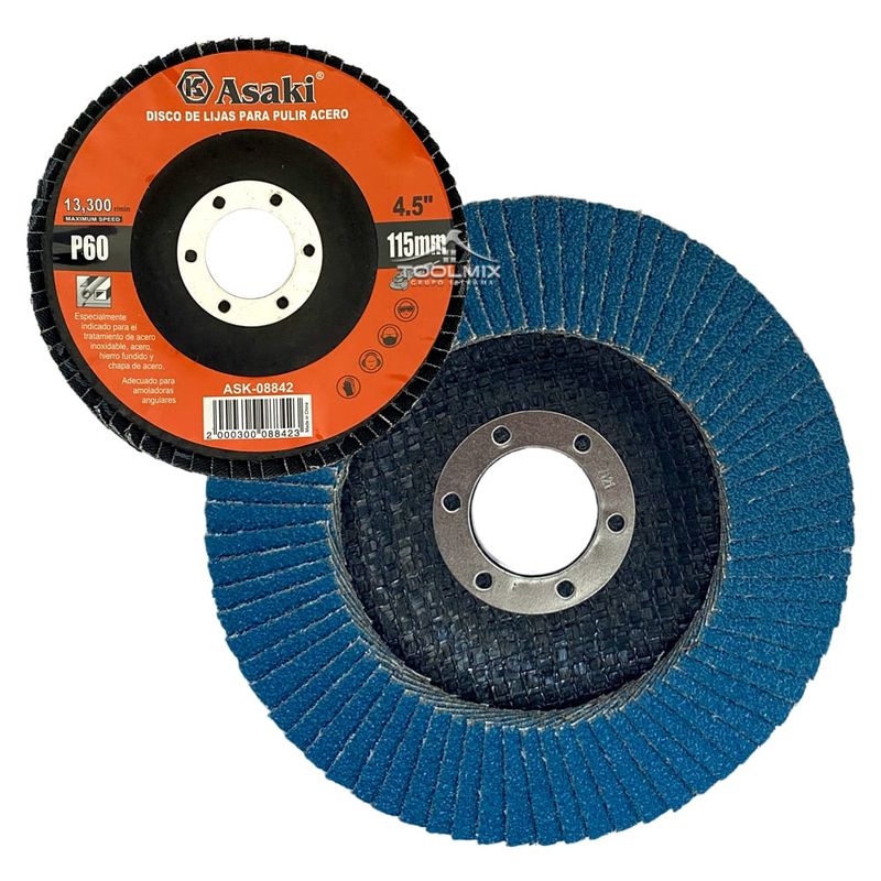 GENERICO - 10pcs Disco Flap Lija Traslapado Acero 45puLG P60