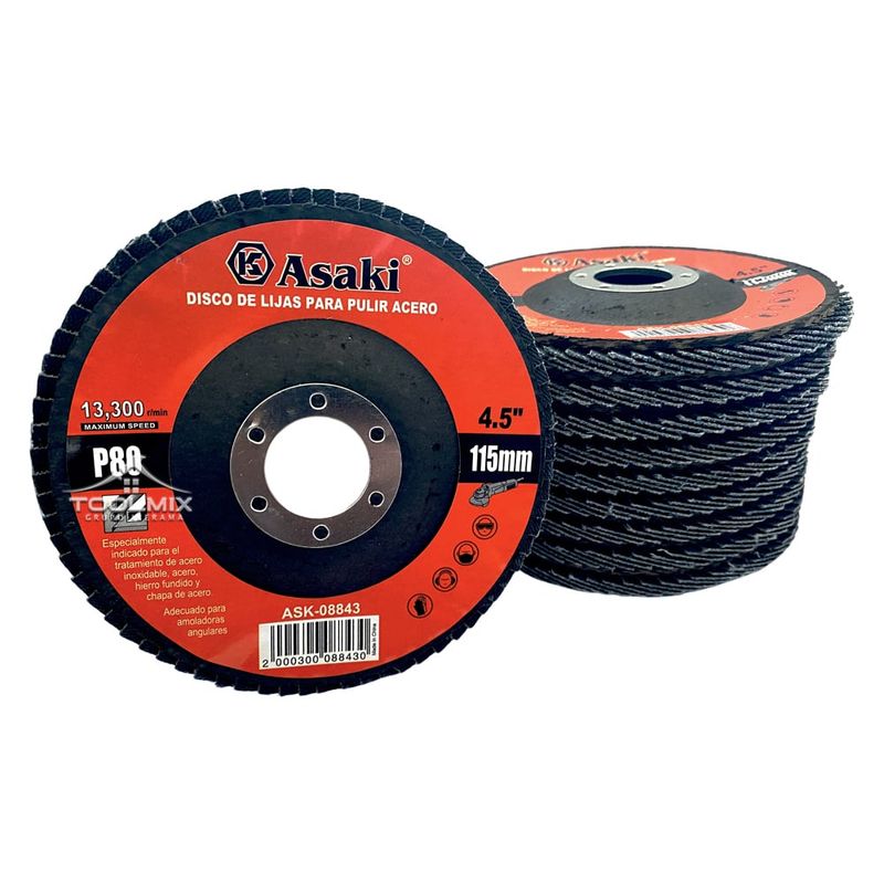 GENERICO - 10pcs Disco Flap Lija Traslapado Acero 45puLG P80