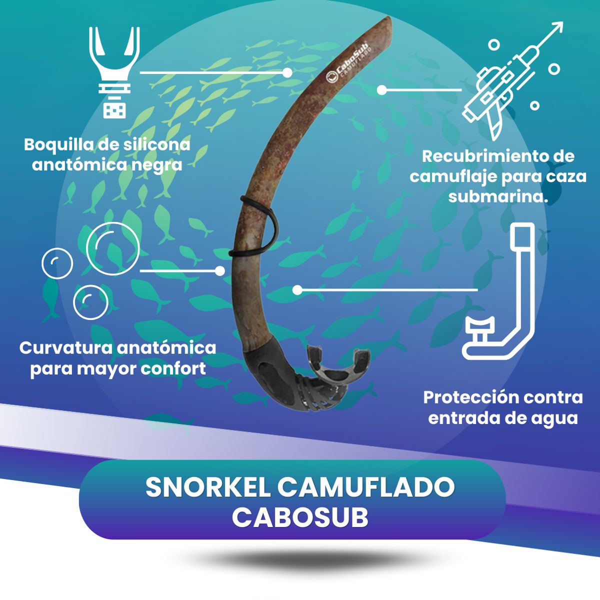 CABOSUB - Snorkel Camuflado Cabosub Discreción y Rendimiento  en  Agua