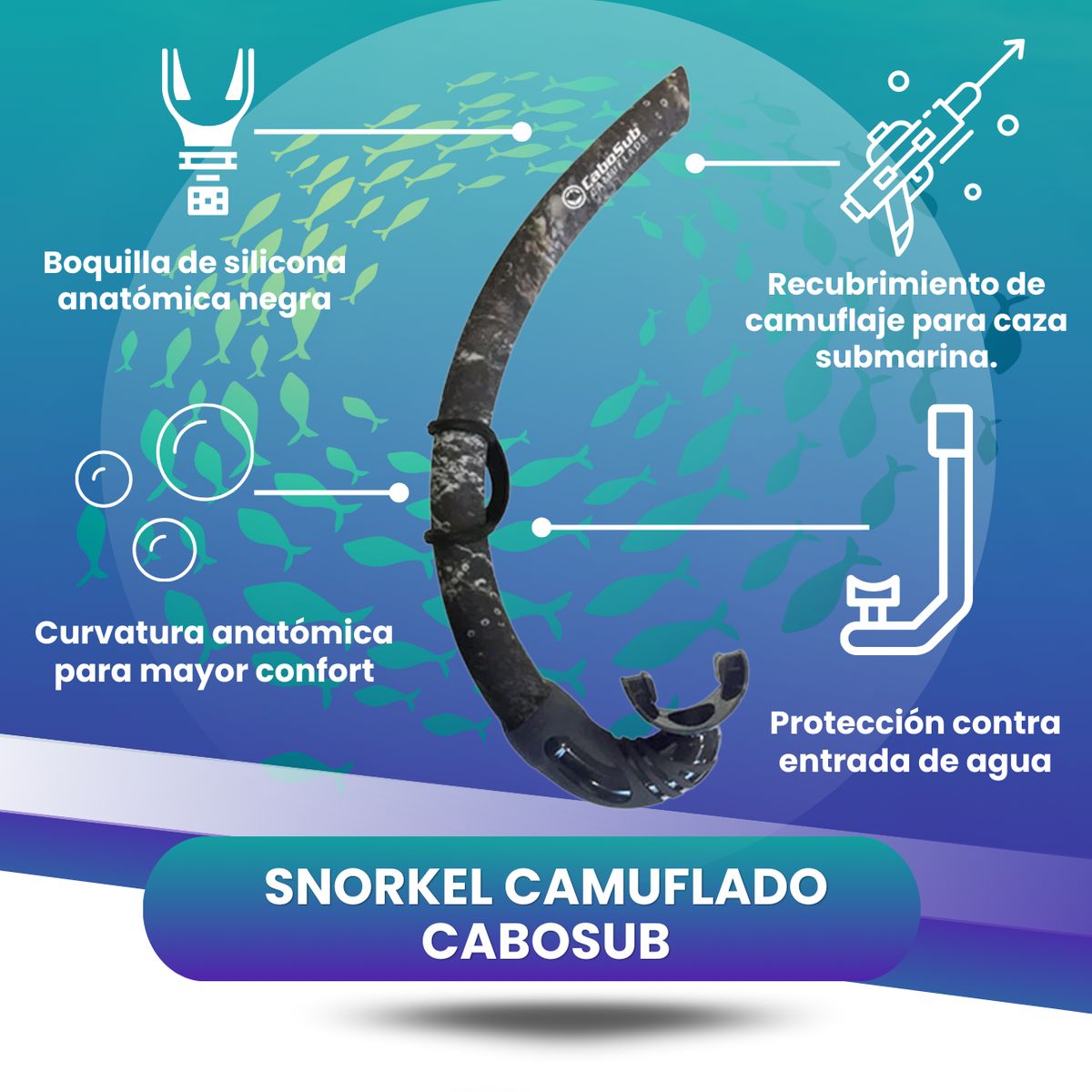 CABOSUB - Snorkel Camuflado Cabosub Discreción y Rendimiento  en  Agua
