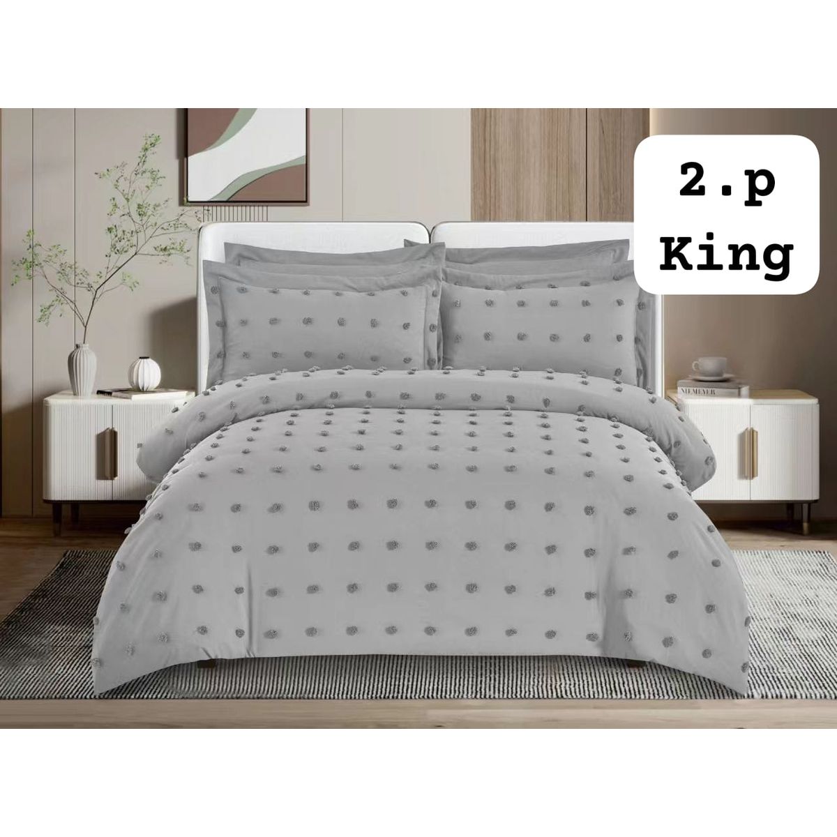 ANGELES DEL HOGAR - Cobertor  Quilt De Verano 2 Plaza Gris