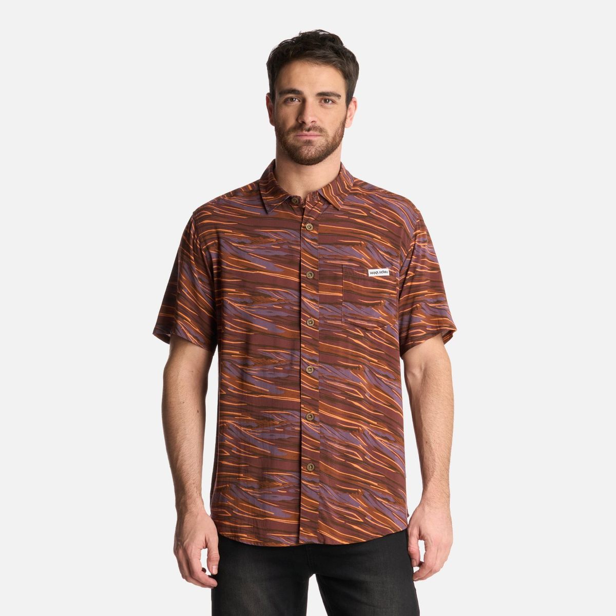HAKA HONU - Camisa Hombre Anameizon Print Vino Haka Honu