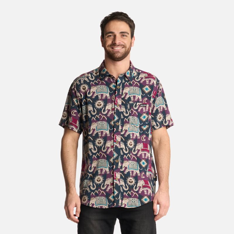 HAKA HONU - Camisa Hombre Good Karma Print Azul Noche Haka Honu