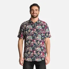 HAKA HONU - Camisa Hombre Good Karma Print Azul Noche