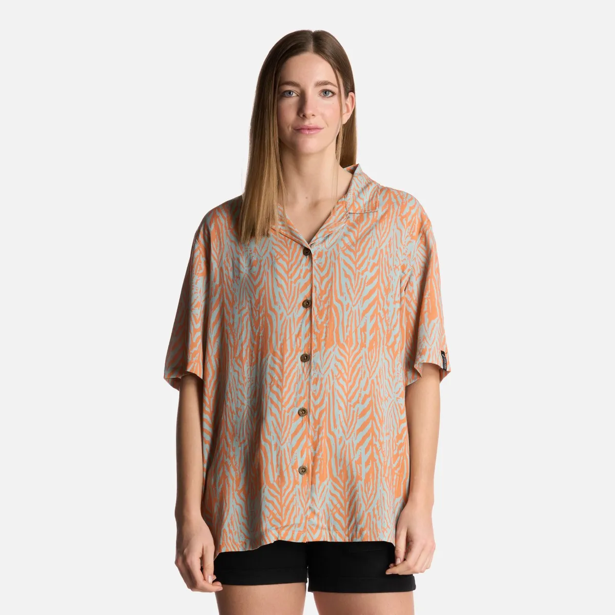 HAKA HONU - Camisa Mujer Marmolada Print Salmon Haka Honu