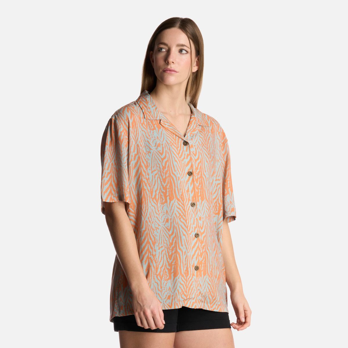 HAKA HONU - Camisa Mujer Marmolada Print Salmon Haka Honu