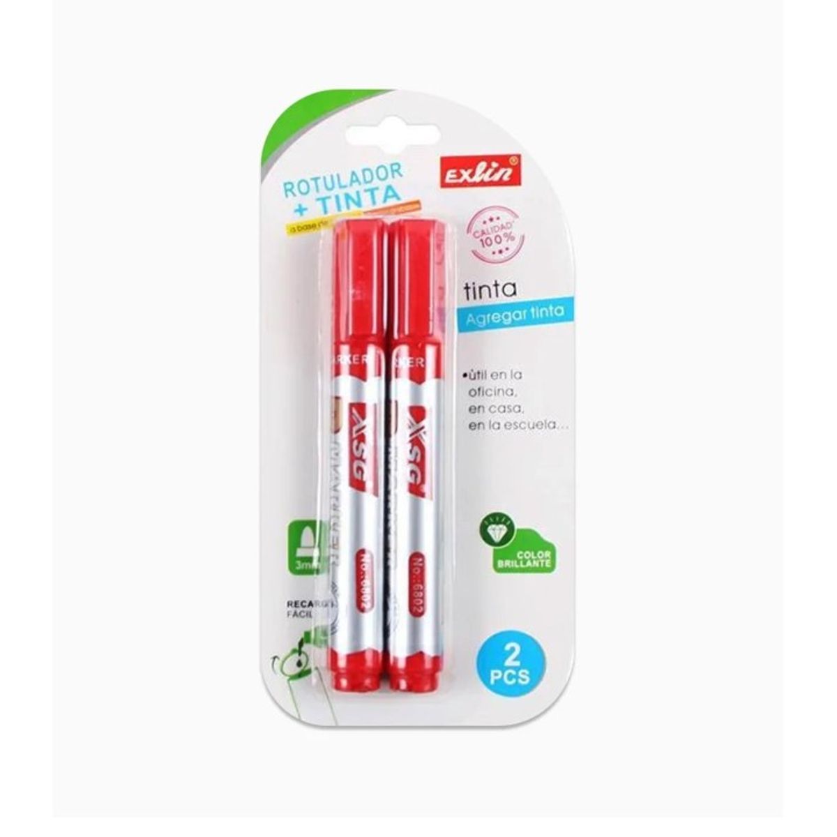 GENERICO - Resaltador Más Tinta Color Rojo 2pcs