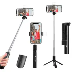 TECMASTER - Tripode Selfie Stick Bluetooth + Tripode + Control Negro