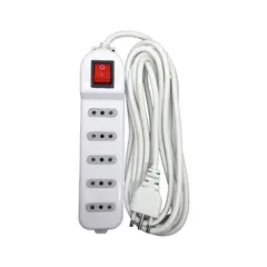 MACROTEL - Zapatilla Eléctrica 5 Tomas Blanca 5 Mts - Sec