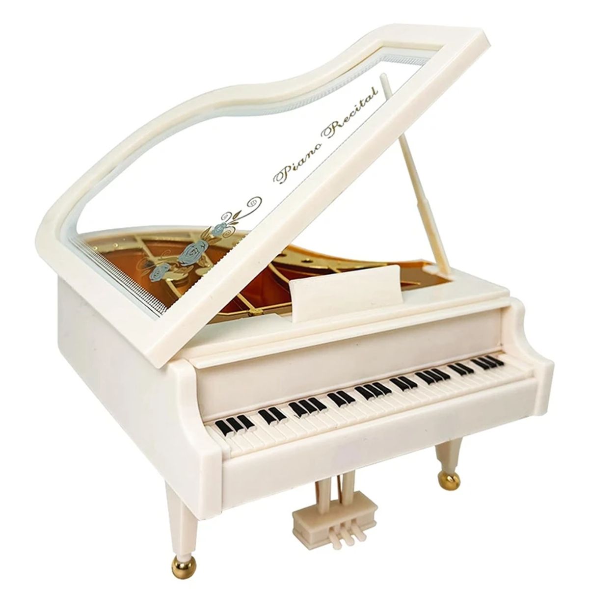 GENERICO - Caja Musical Mecanica Piano Blanco