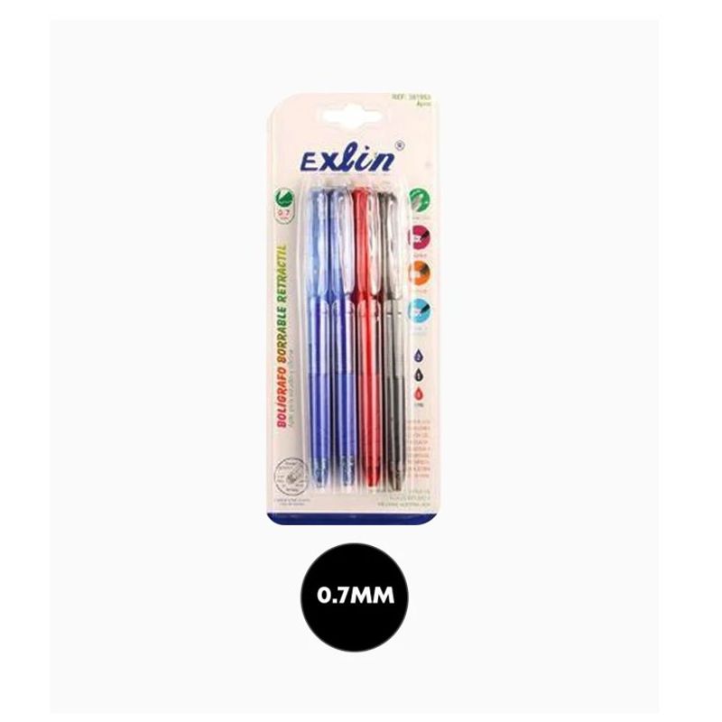 GENERICO - Bolígrafo Borrable Retráctil 4pcs
