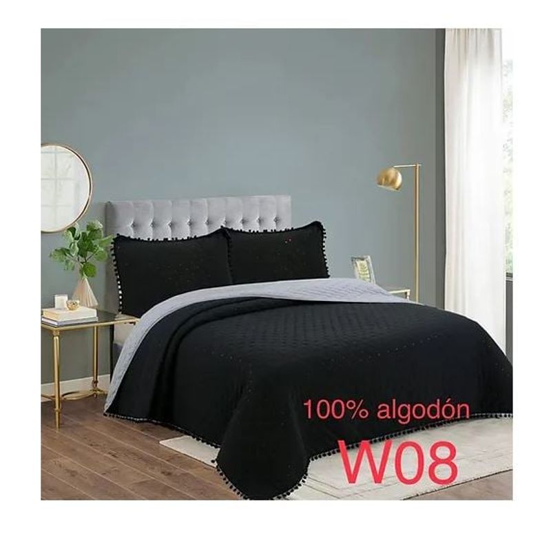 GENERICO - Cubrecama - Cobertor de algodon tipo Quilt King Reversible