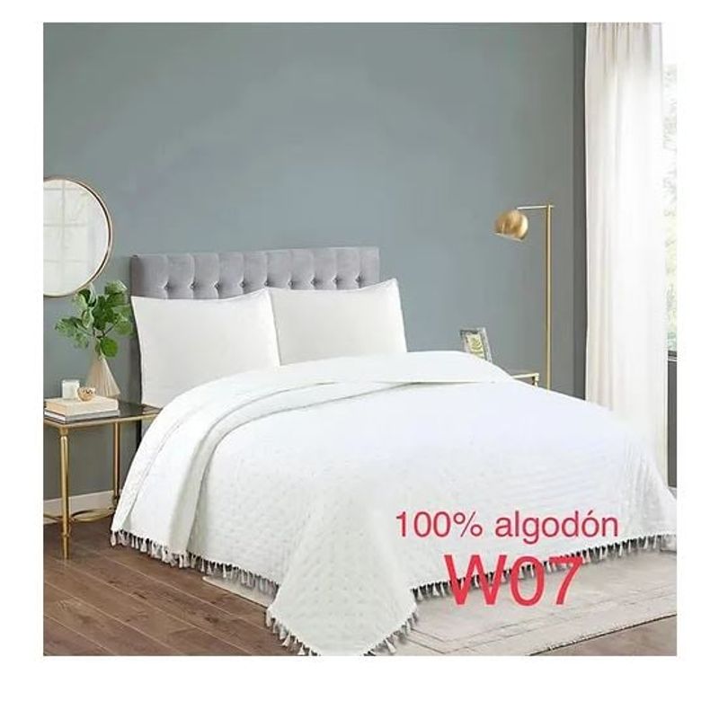 GENERICO - Cubrecama - Cobertor de algodon tipo Quilt King Flecos