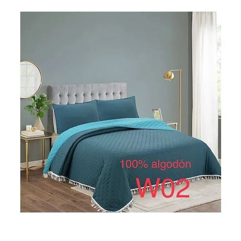 GENERICO - Cubrecama - Cobertor de algodon tipo Quilt King Flecos