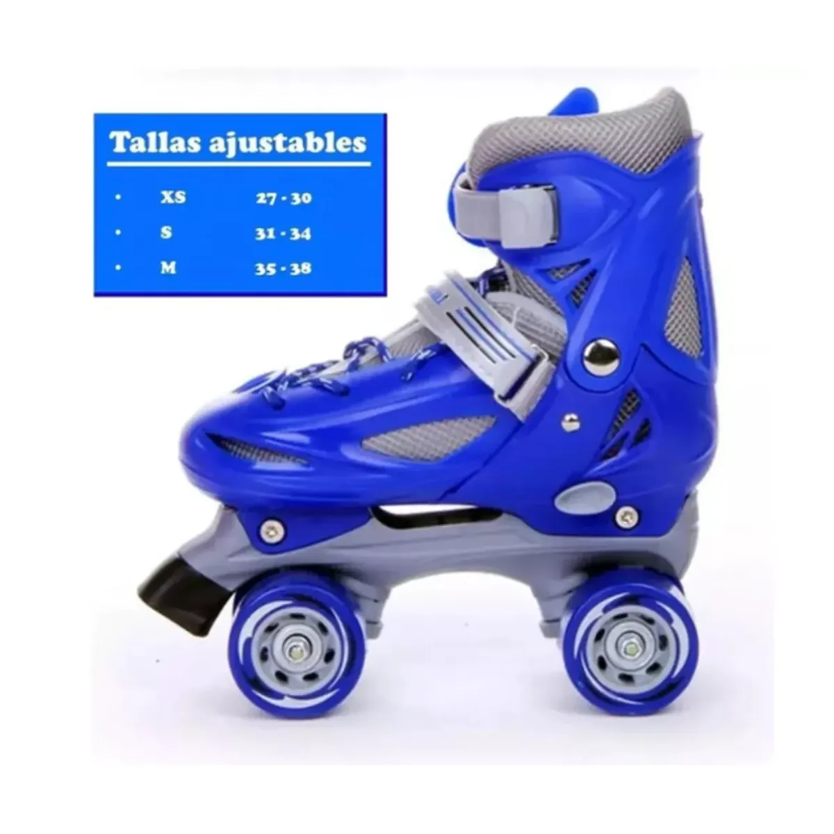 GENERICO - Patines 4 Ruedas Mas Protección Para Niños Talla S Azul