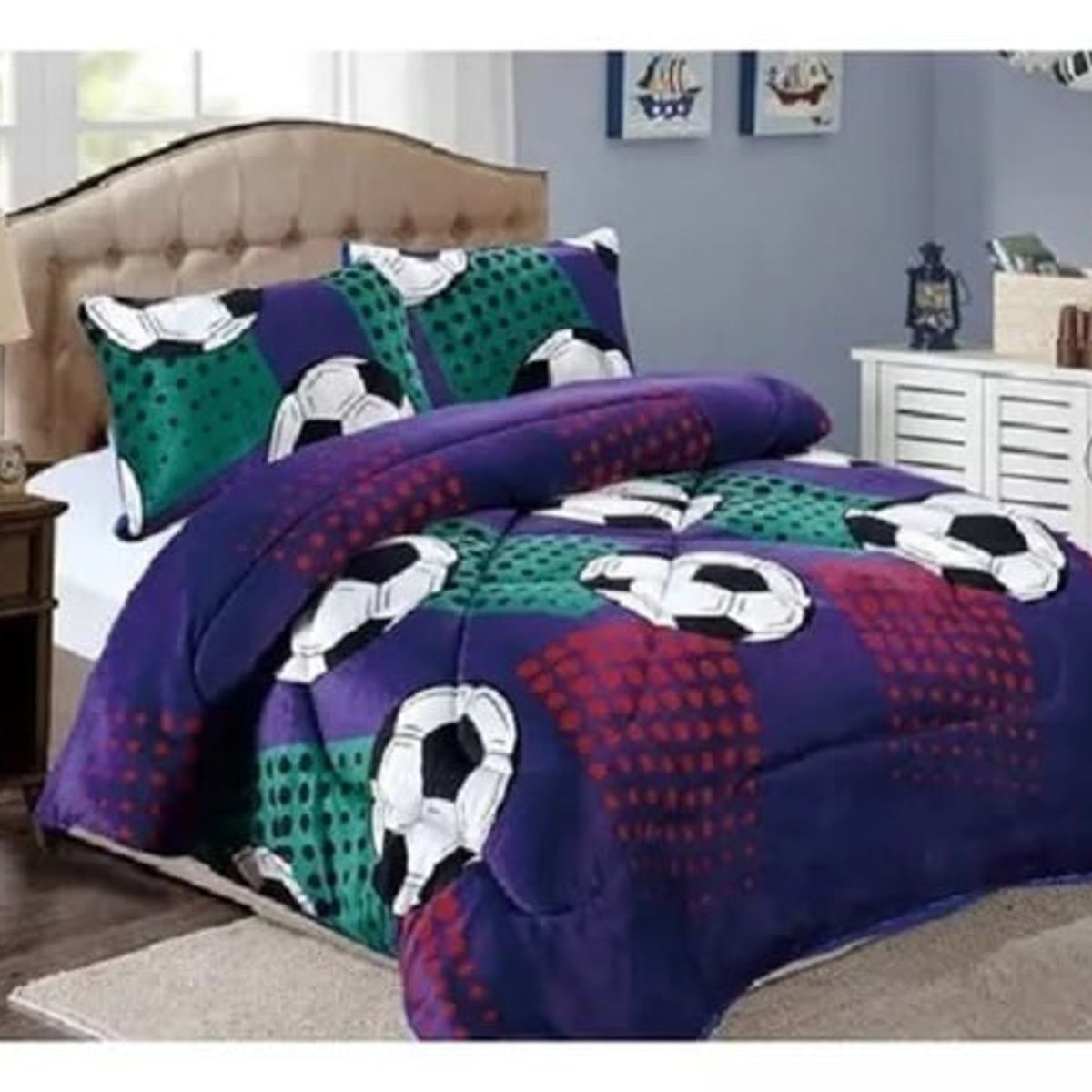 GENERICO - COBERTOR AZUL BALON 1.5 PLAZA PLUSH CON CHIPORRO TFI