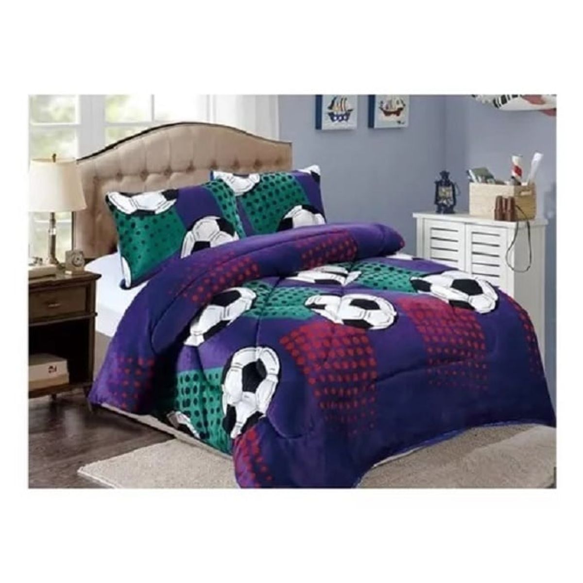 GENERICO - COBERTOR AZUL BALON 1.5 PLAZA PLUSH CON CHIPORRO TFI