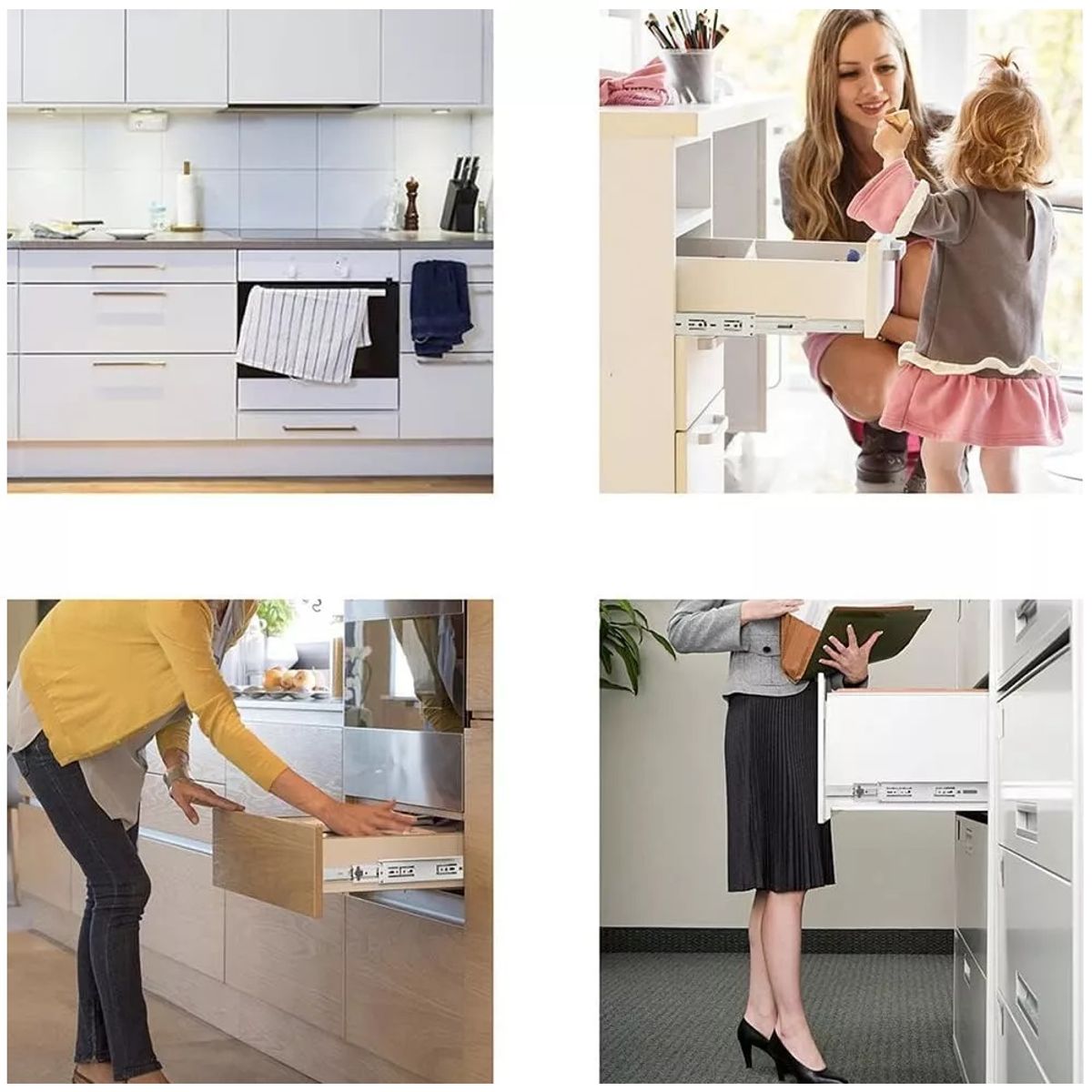 GENERICO - Telescópica  Push Open Cierre Suave 40 cm 1 Par