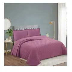 GENERICO - Cubrecama de algodon Quilt 2 Plazas Pompon Lila