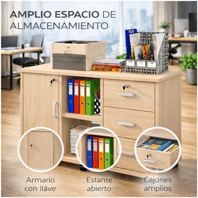Imagen 2 del producto Mueble De Oficina Archivador Cajonera Gabinete Con Llave Con Rueda