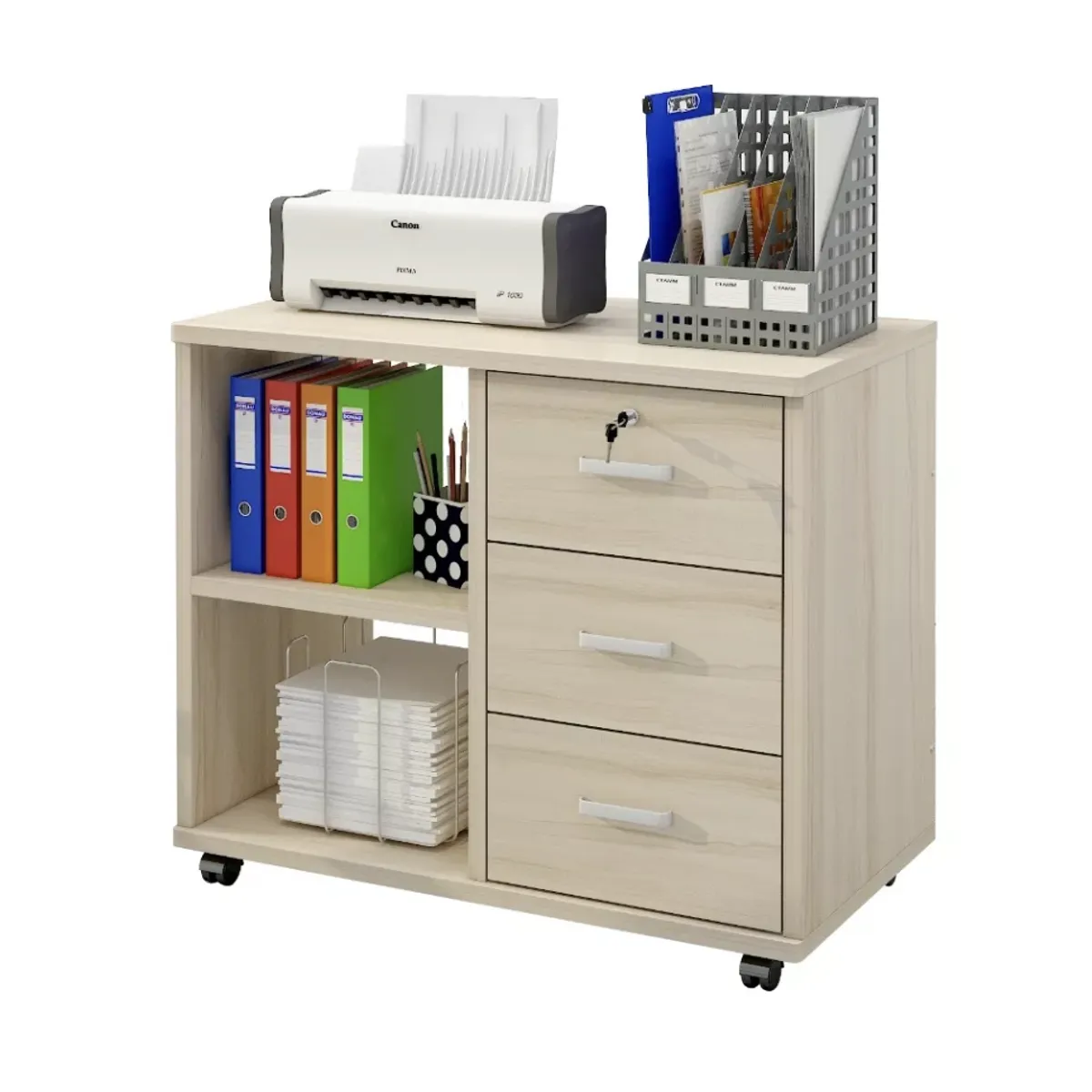 HOMER DESIGN - Mueble De Oficina Archivador Cajonera Gabinete Con Llave Con Rueda 60cm
