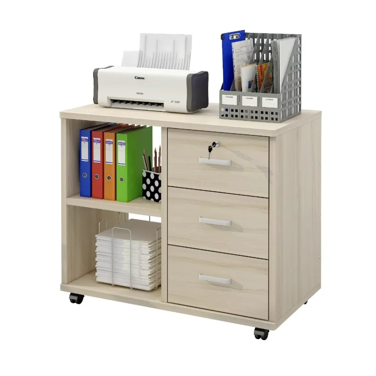 HOMER DESIGN - Mueble De Oficina Archivador Cajonera Gabinete Con Llave Con Rueda 60cm