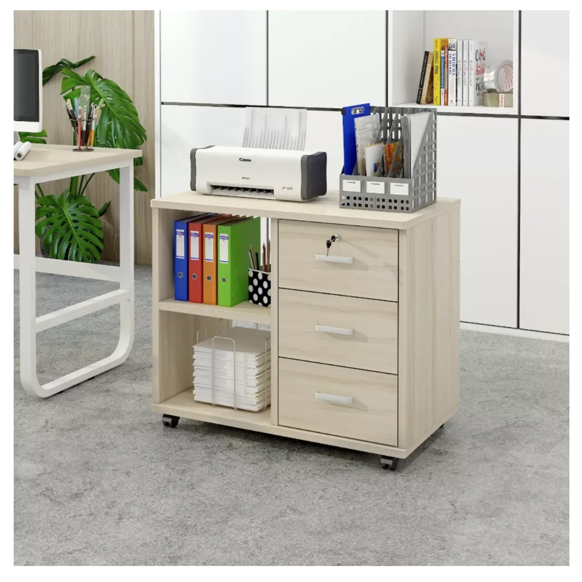 HOMER DESIGN - Mueble De Oficina Archivador Cajonera Gabinete Con Llave Con Rueda 60cm
