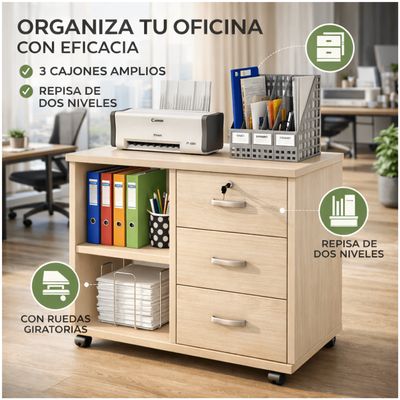 Imagen 2 del producto Mueble De Oficina Archivador Cajonera Gabinete Con Llave Con Rueda 60cm