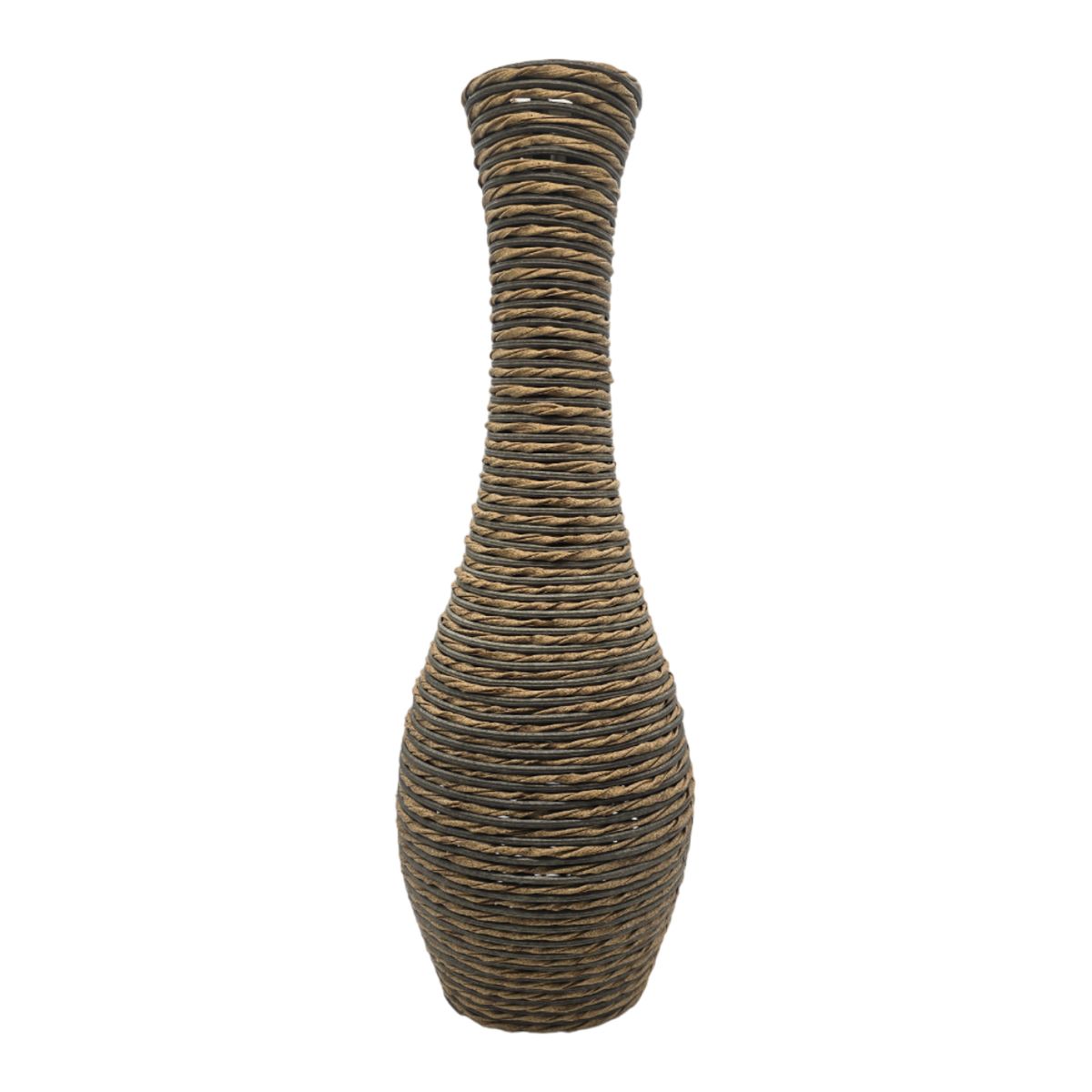 GENERICO - Jarron Florero Decorativo Tejido Rattan Moderno Café 60 CM