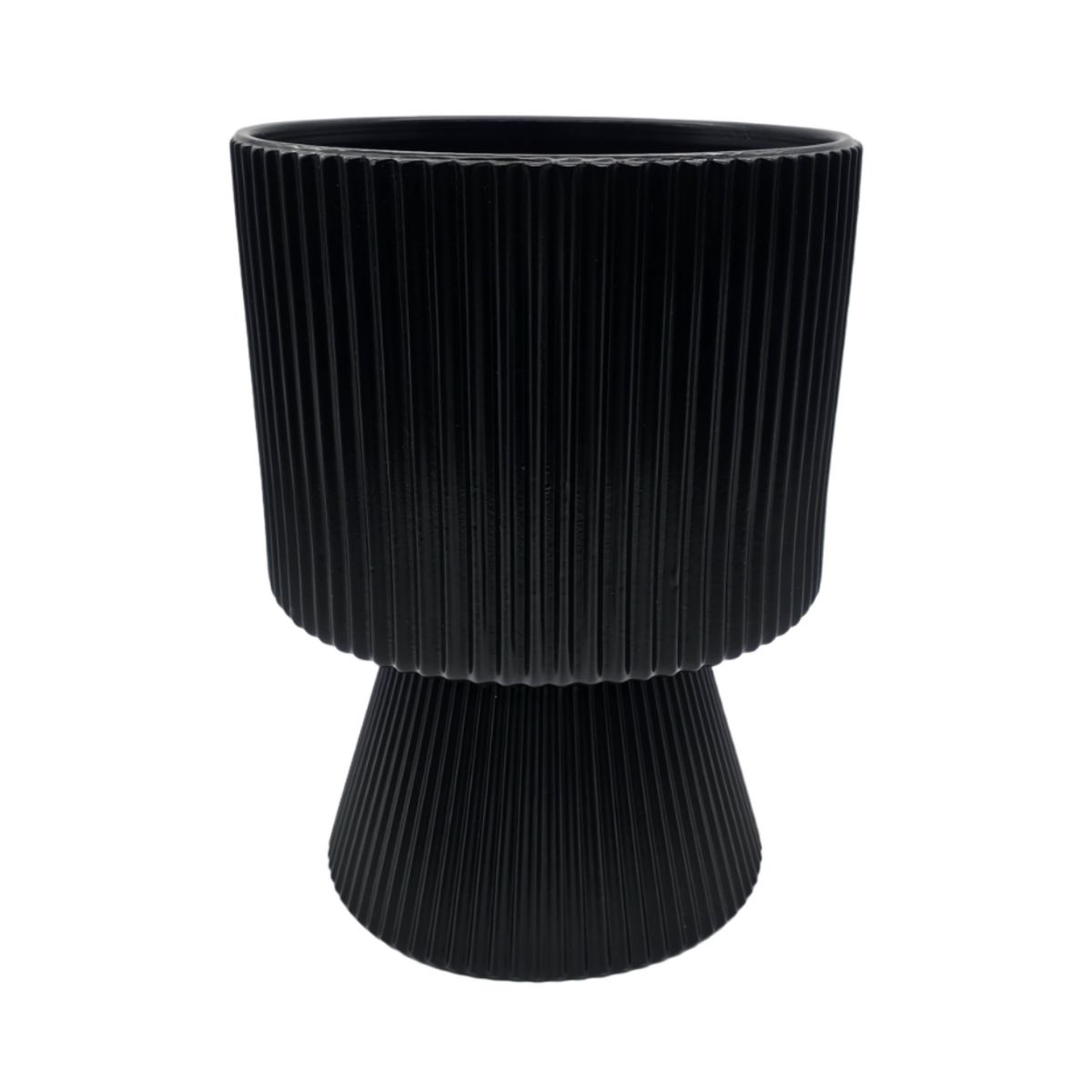 GENERICO - Macetero Maceta Ceramica Estilo Nordico Negro Base Conica