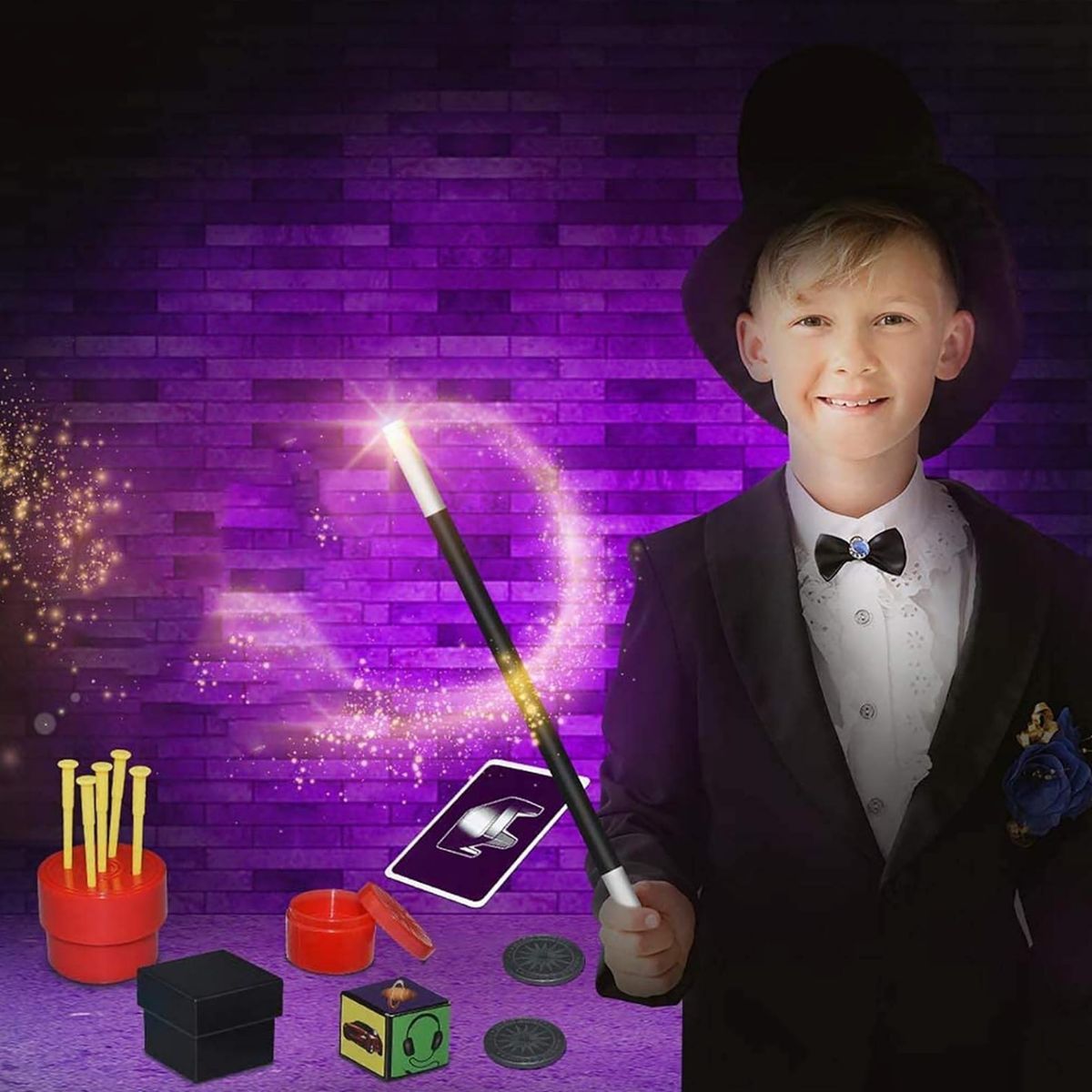 GENERICO - Set Juego De Magia Magic 75 Trucos De Mago Con Varita Niños