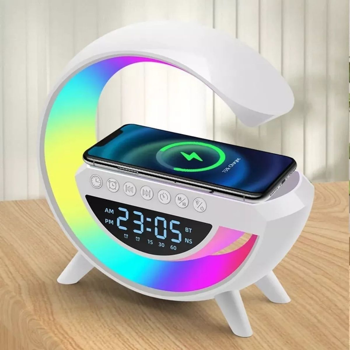 GENERICO - Lámpara parlante G reloj radio Bluetooth usb SD card luces wym