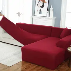 GENERICO - Funda Para Sillon Tipo L Seccional Tela Cuadrille Color BURDEO