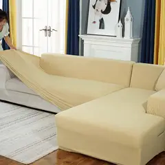 GENERICO - Funda Para Sillon Tipo L Seccional Tela Cuadrille Color BEIGE